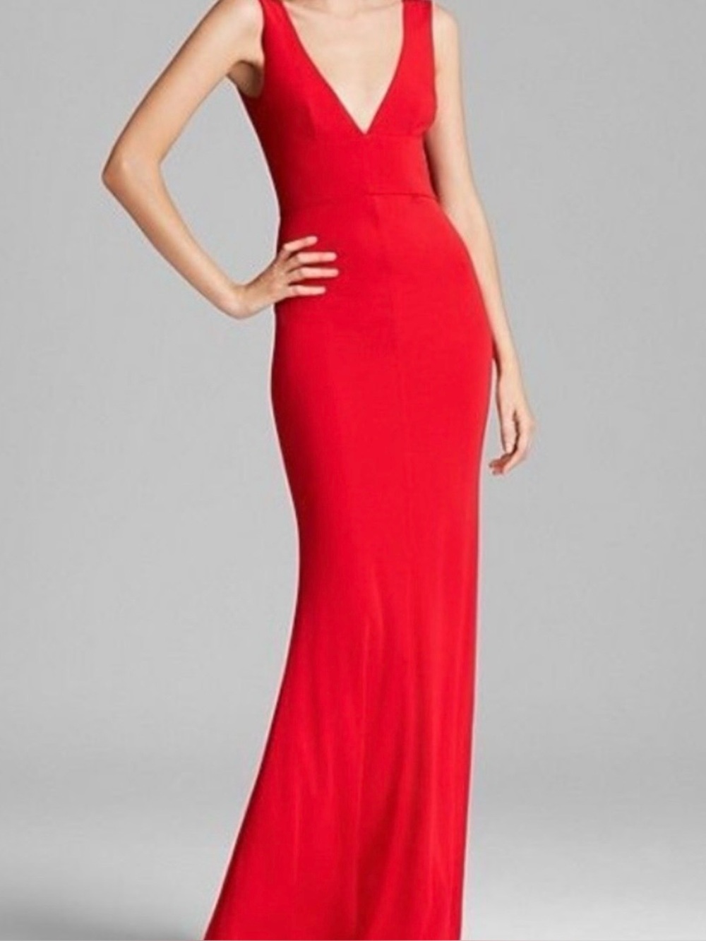 Red V-Neck Sleeveless Maxi Dress